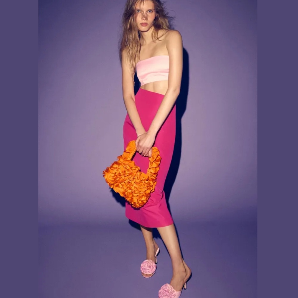 Zara ruffed orange shoulder bag